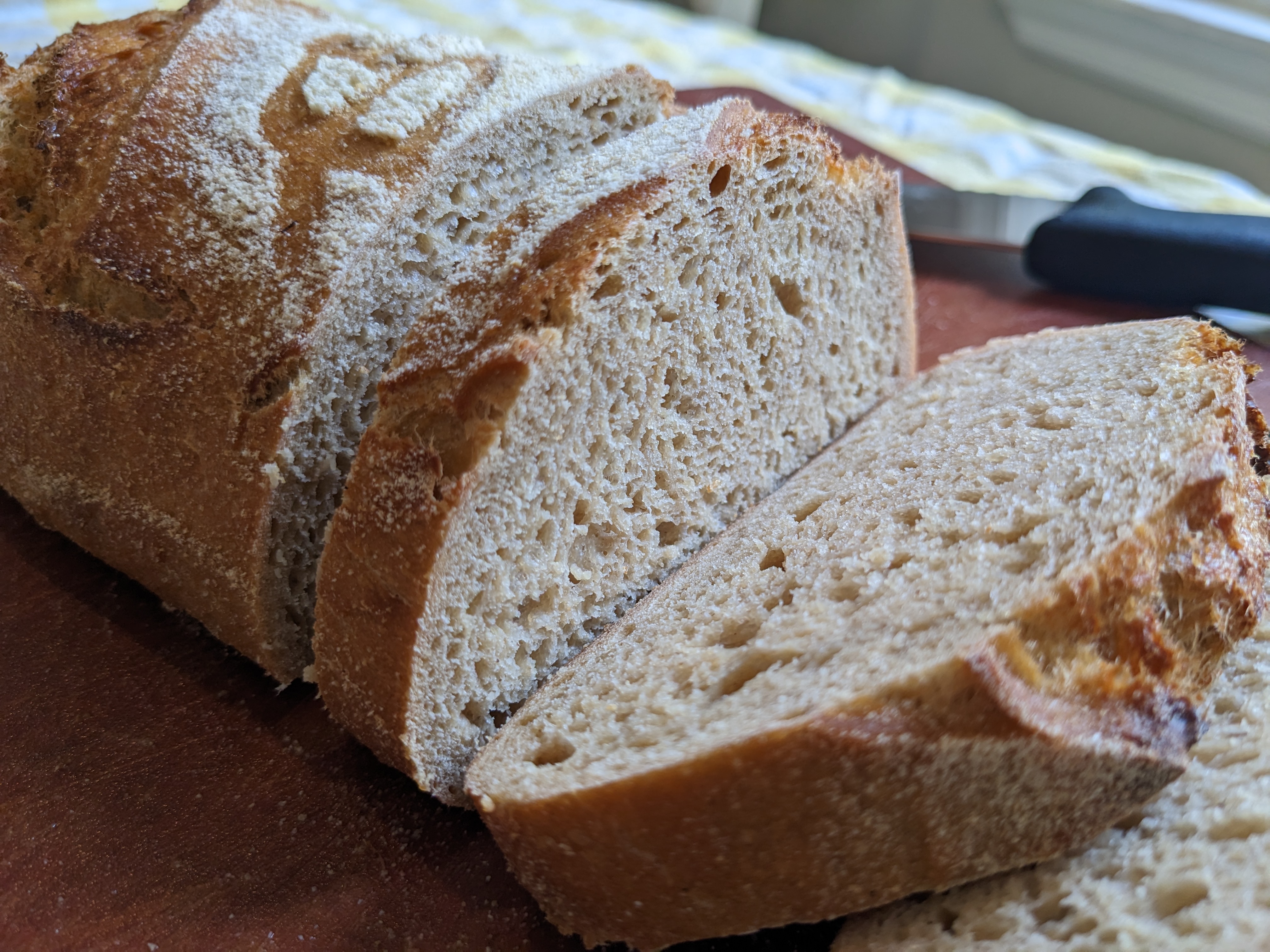 Close up of the inside of a loaf of sourdough bread
